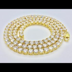NEW 14k Gold 24” Diamond Tennis Necklace ICED OUT